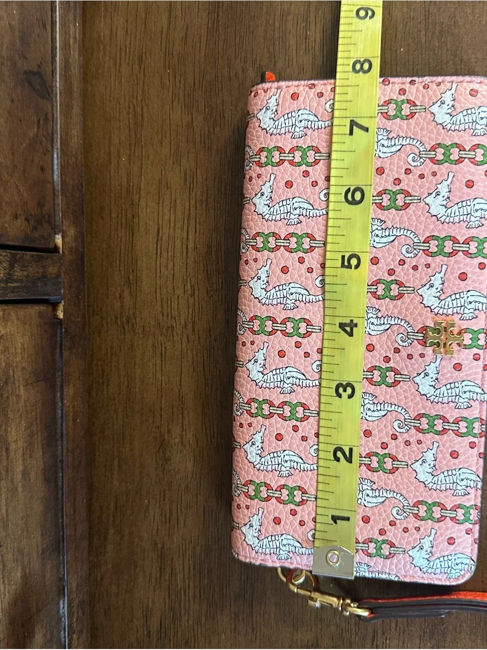 Tory Burch RARE Seahorse Print Slim Wallet Wristlet
